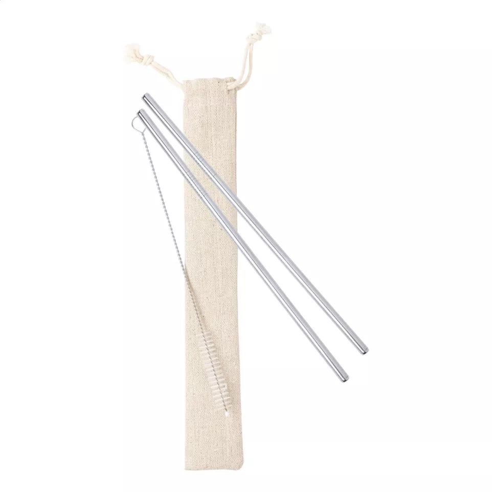 SteelSip silver  straw set 