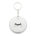 KeyBadge Bottle zilver wit button sleutelhanger met pin 