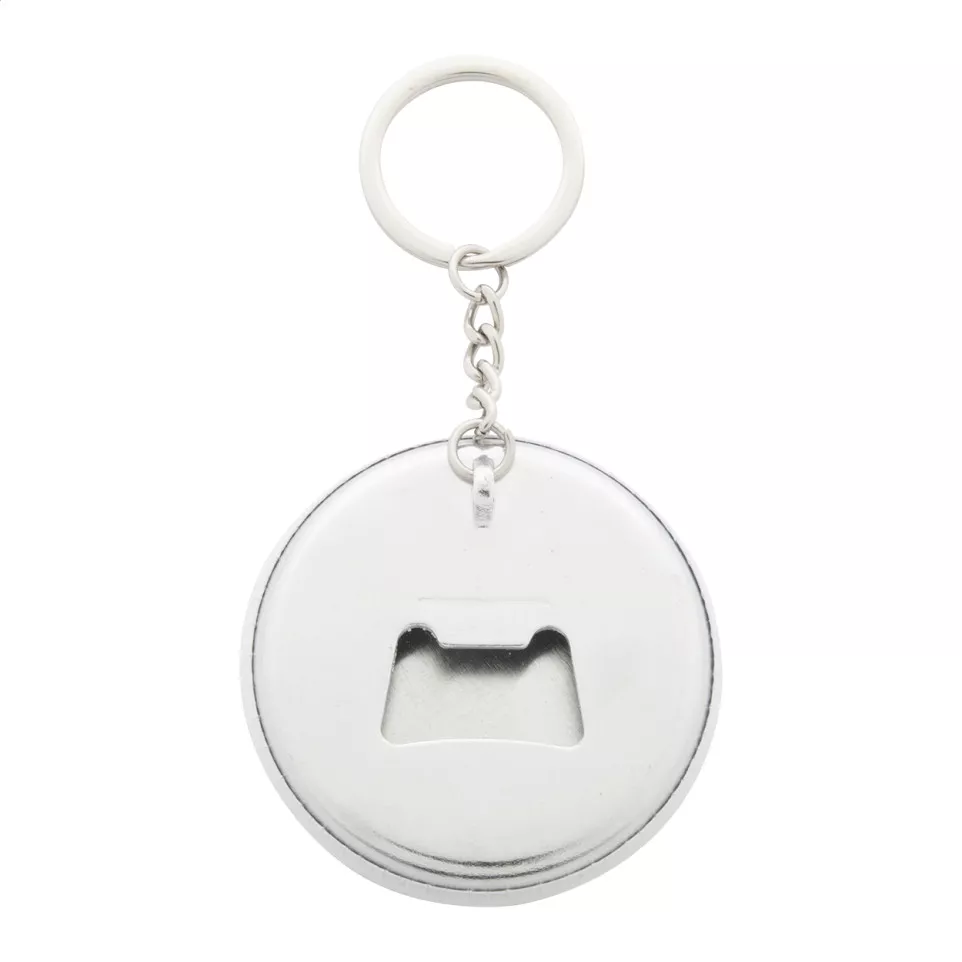 KeyBadge Bottle zilver wit button...