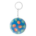 KeyBadge Bottle silver white pin button keyring 