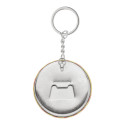 KeyBadge Bottle argenté blanc porte-clés badge 