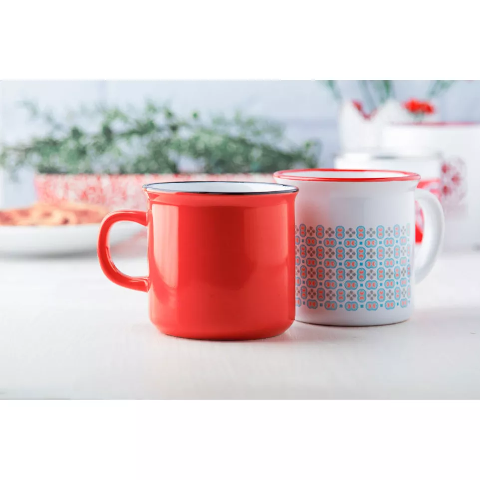 Woodstock red white vintage mug 