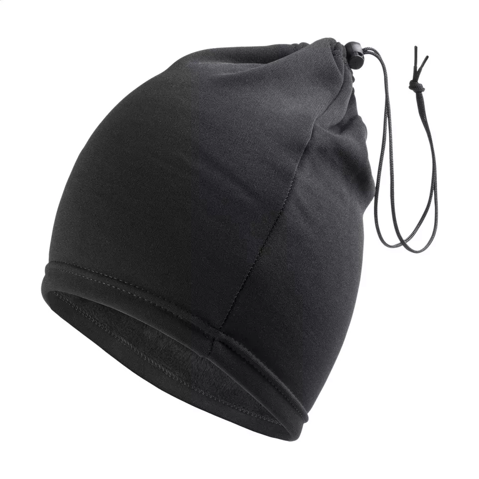 Swoosh zwart  nek verwarmer en muts 