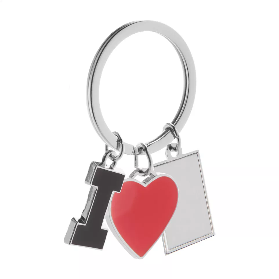 I Love rood zilver sleutelhanger  