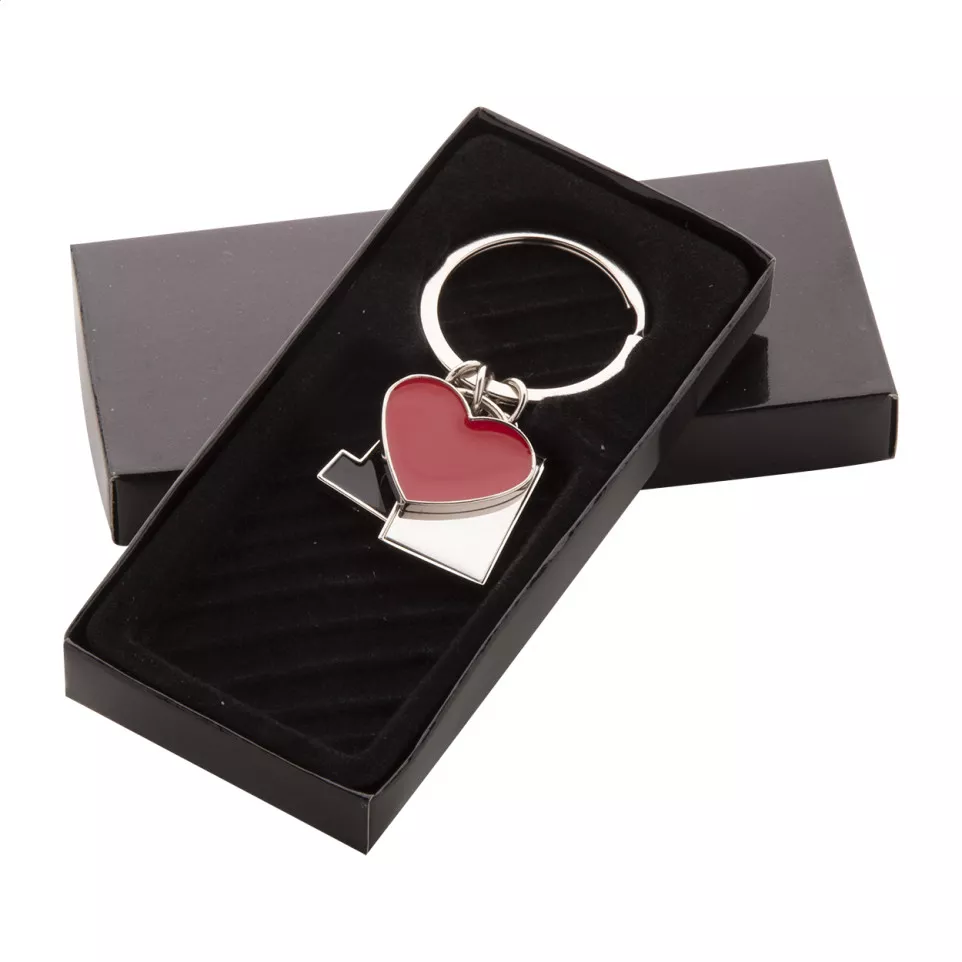 I Love red silver keyring 