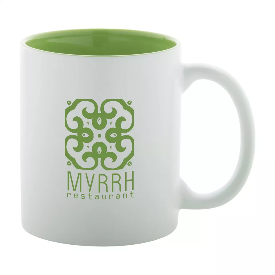 Revery lime green white mug 