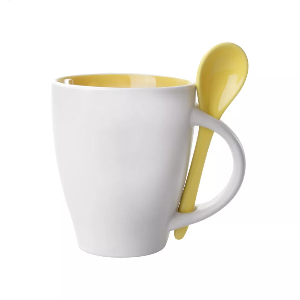 Spoon geel wit mok 
