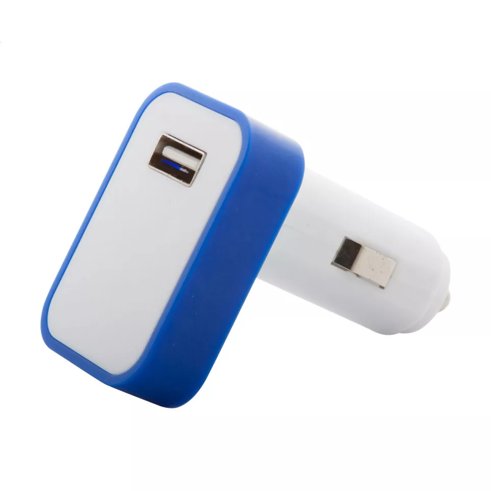 Waze blue white USB car charger 