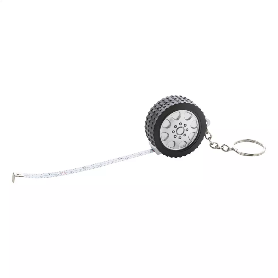 Wheel black  keyring with tape measure 