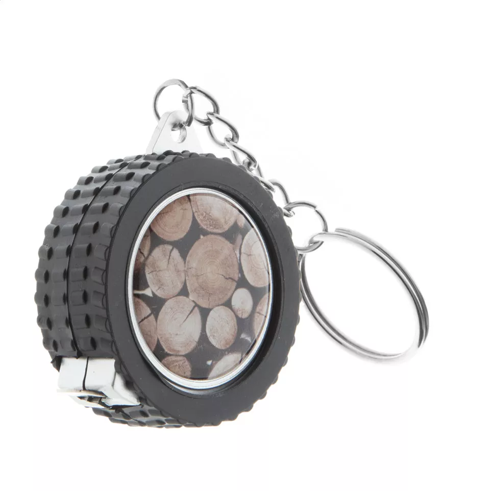 Wheel zwart  rolbandmaat sleutelhanger 