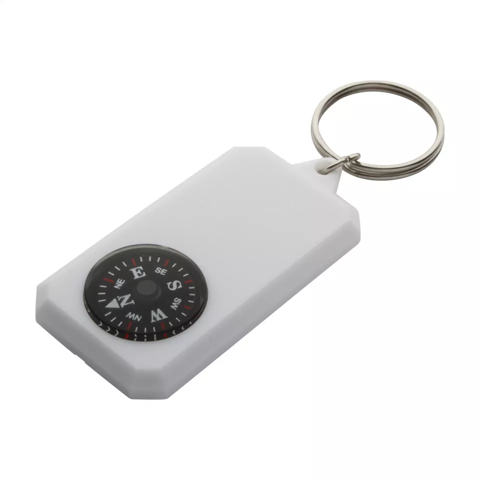 Magellan white  keyring with compass 
