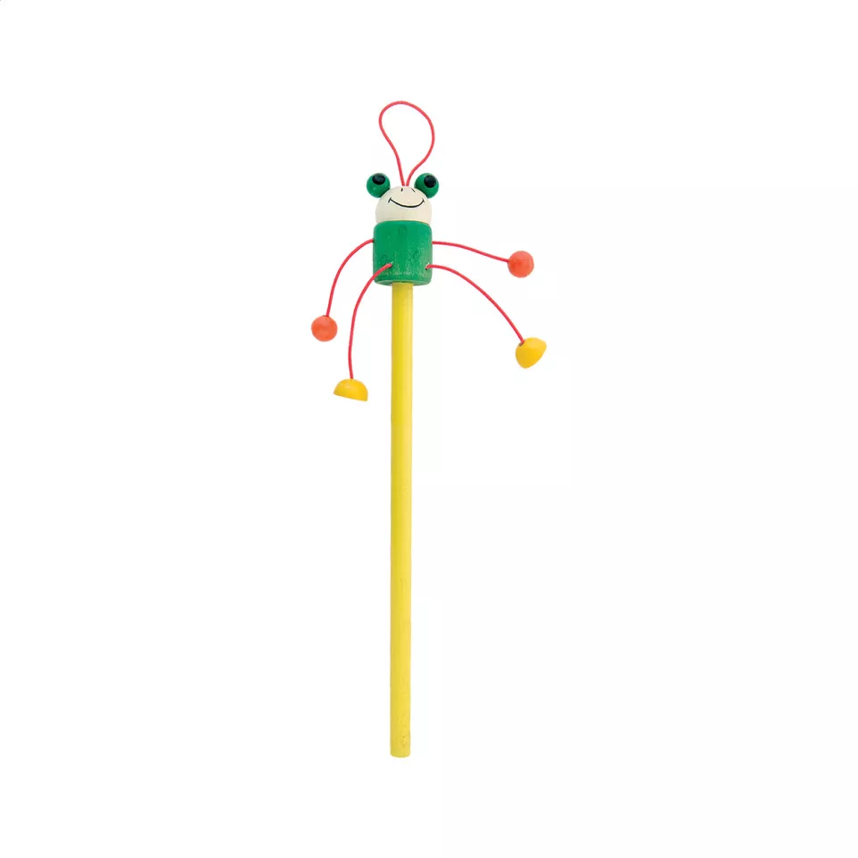 Farm yellow green wooden pencil, frog 