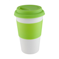 Soft Touch lime groen wit mok met siliconen grip 