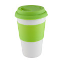 Soft Touch lime green white mug with silicone 