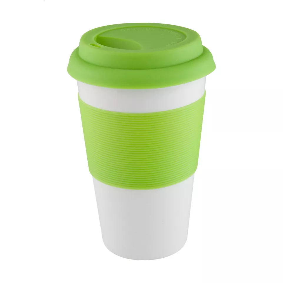 Soft Touch lime groen wit mok met...