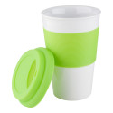 Soft Touch lime green white mug with silicone 