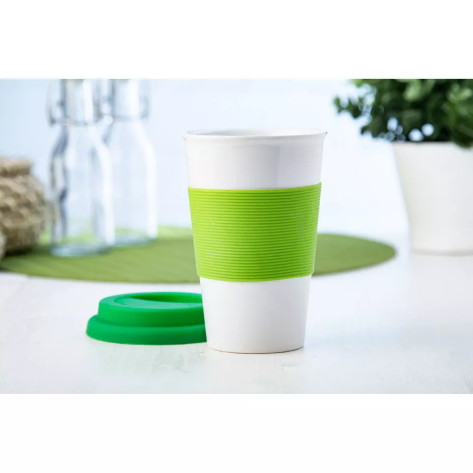 Soft Touch vert citron blanc mug en...
