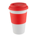 Soft Touch rood wit mok met siliconen grip 