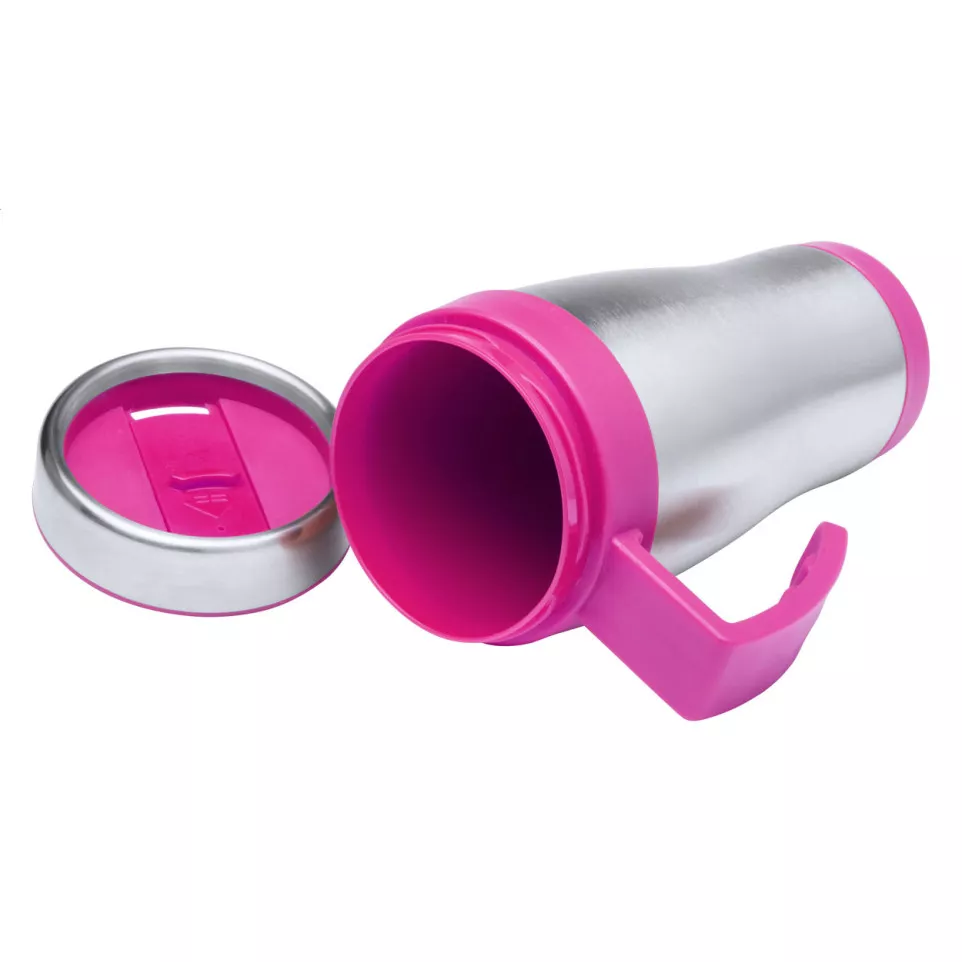 Caprol Plus fuchsia zilver thermosbeker 