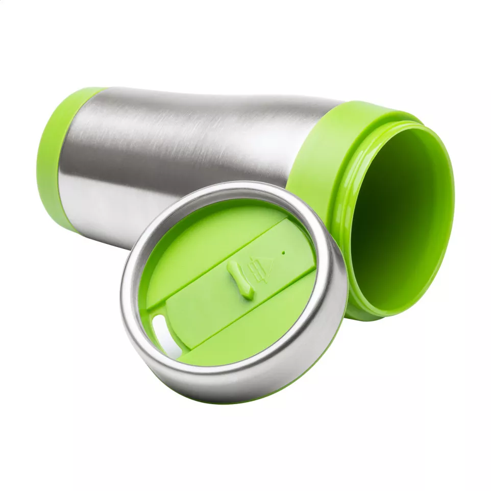 Caprol lime groen zilver thermo beker 