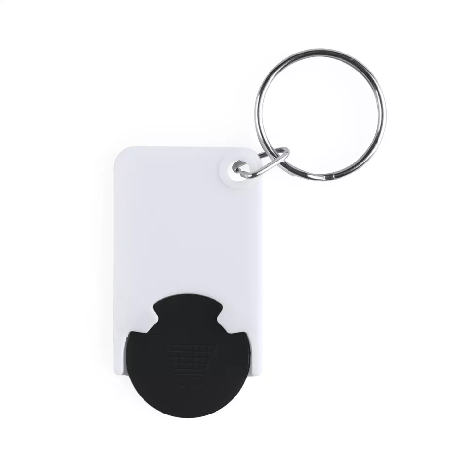Trolex black white trolley coin keyring 