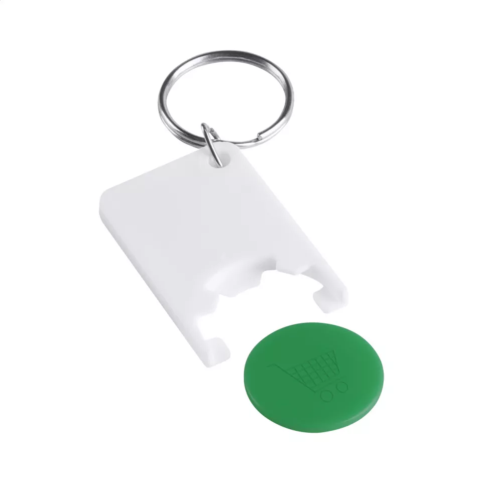Trolex green white trolley coin keyring 
