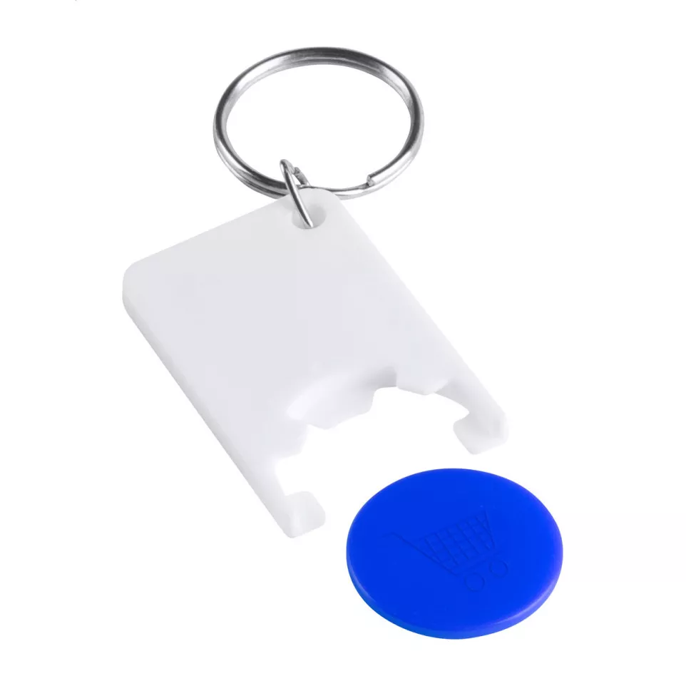 Trolex blue white trolley coin keyring 