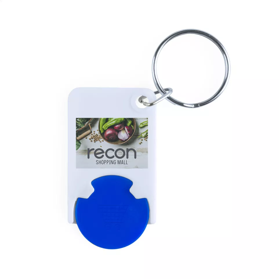 Trolex blue white trolley coin keyring 