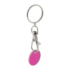 Eurocoin fuchsia  winkelwagenmuntje sleutelhanger 