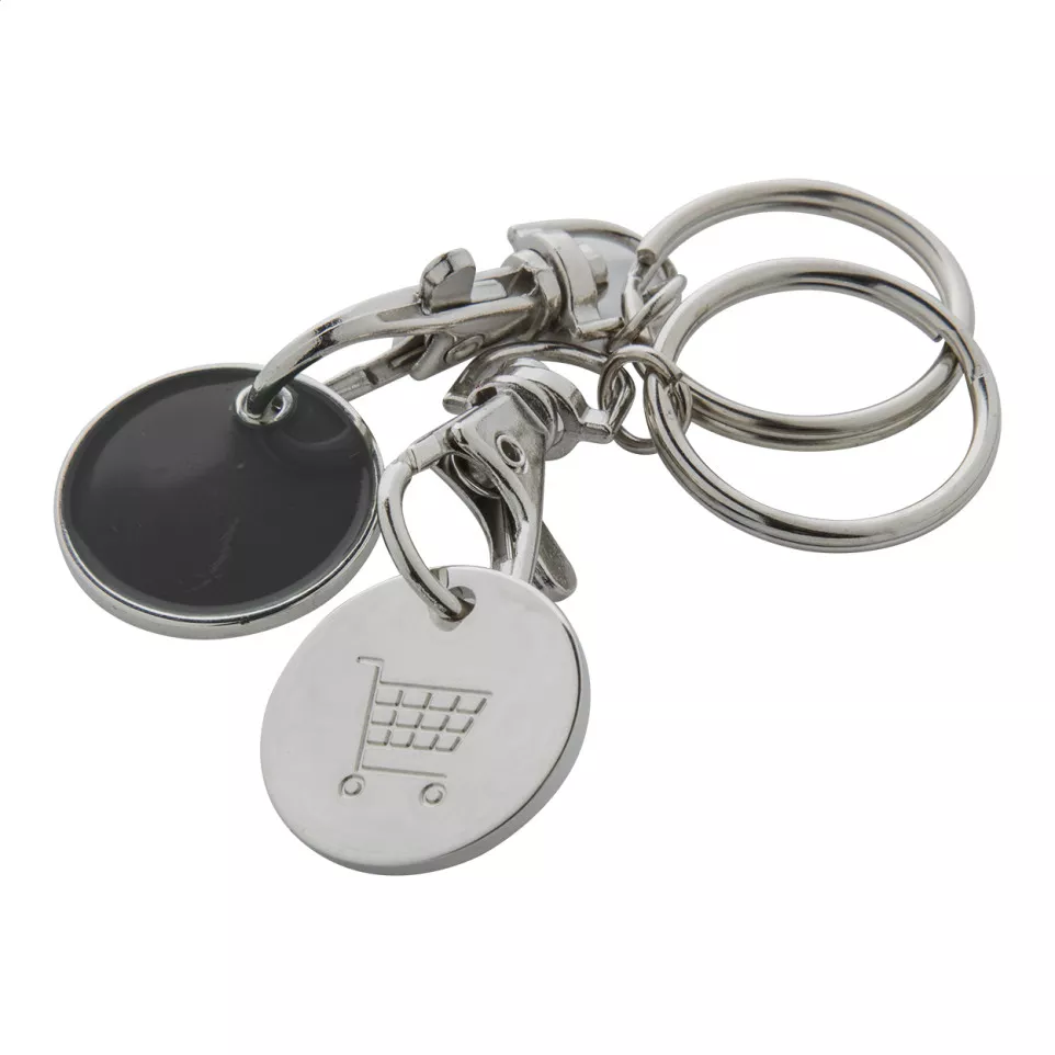 Eurocoin black  trolley coin keyring 