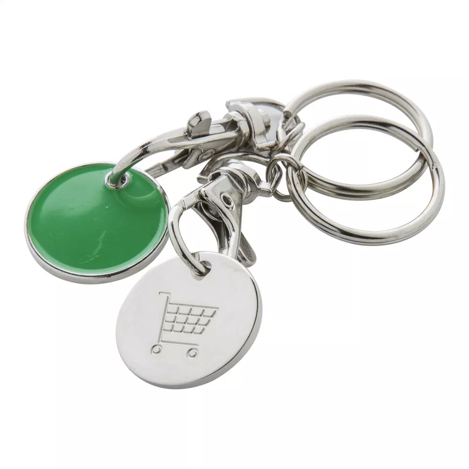 Eurocoin green  trolley coin keyring 