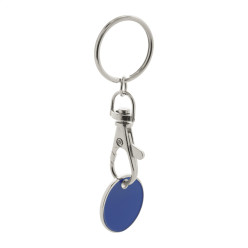 Eurocoin blauw  winkelwagenmuntje sleutelhanger 