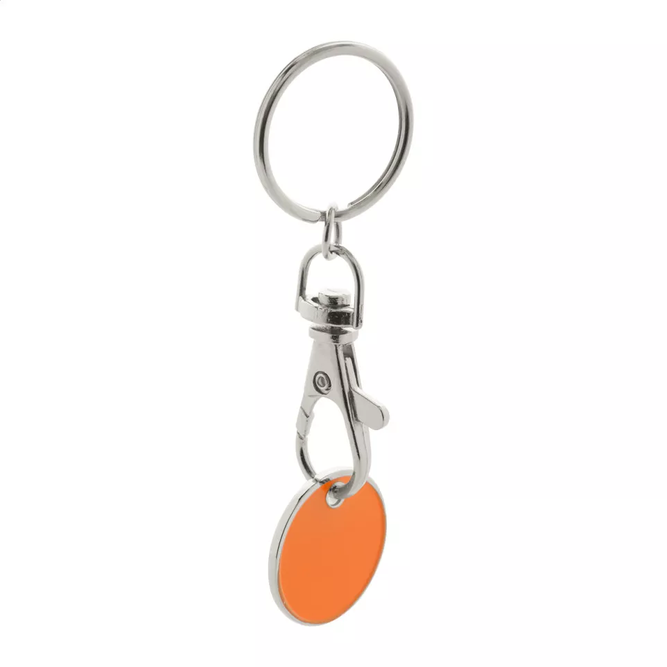 Eurocoin orange  trolley coin keyring 
