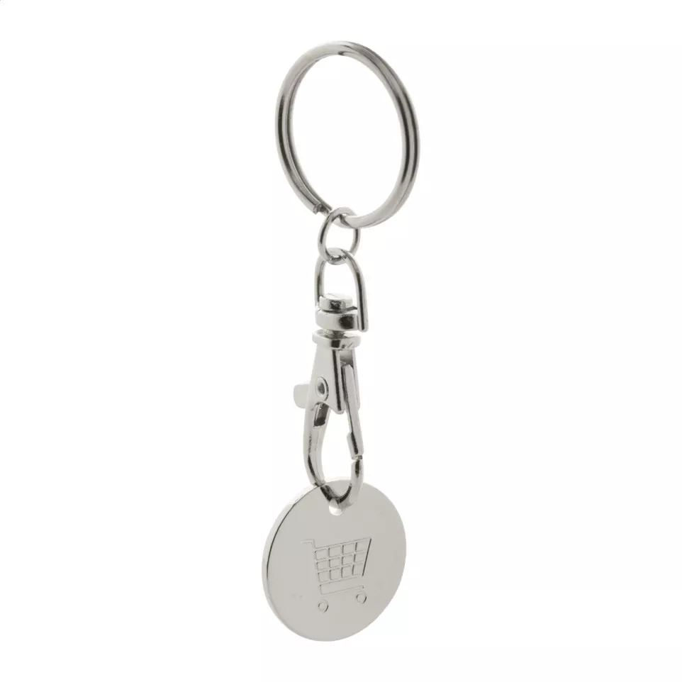 Eurocoin orange  trolley coin keyring 