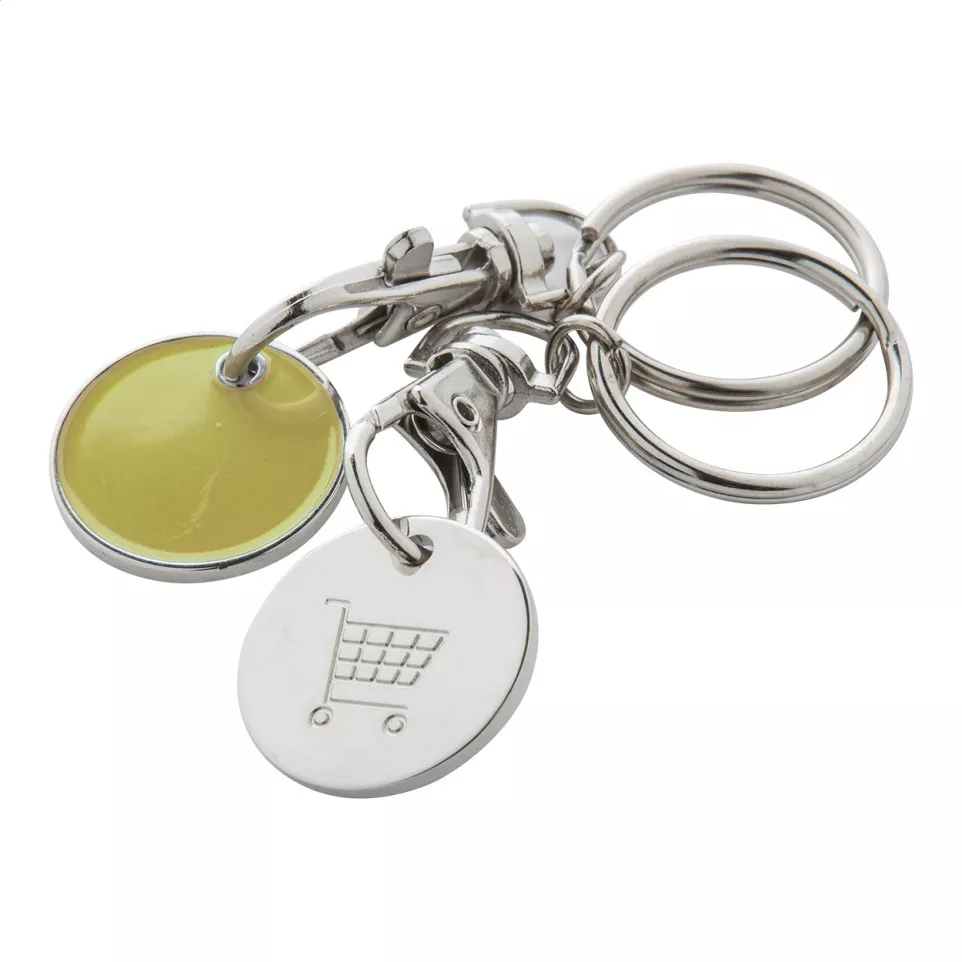 Eurocoin yellow  trolley coin keyring 