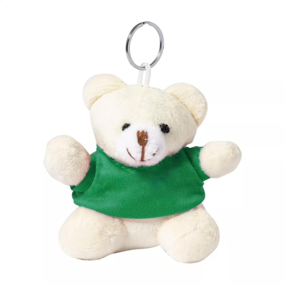 Keyted green  plush teddy bear keyring 