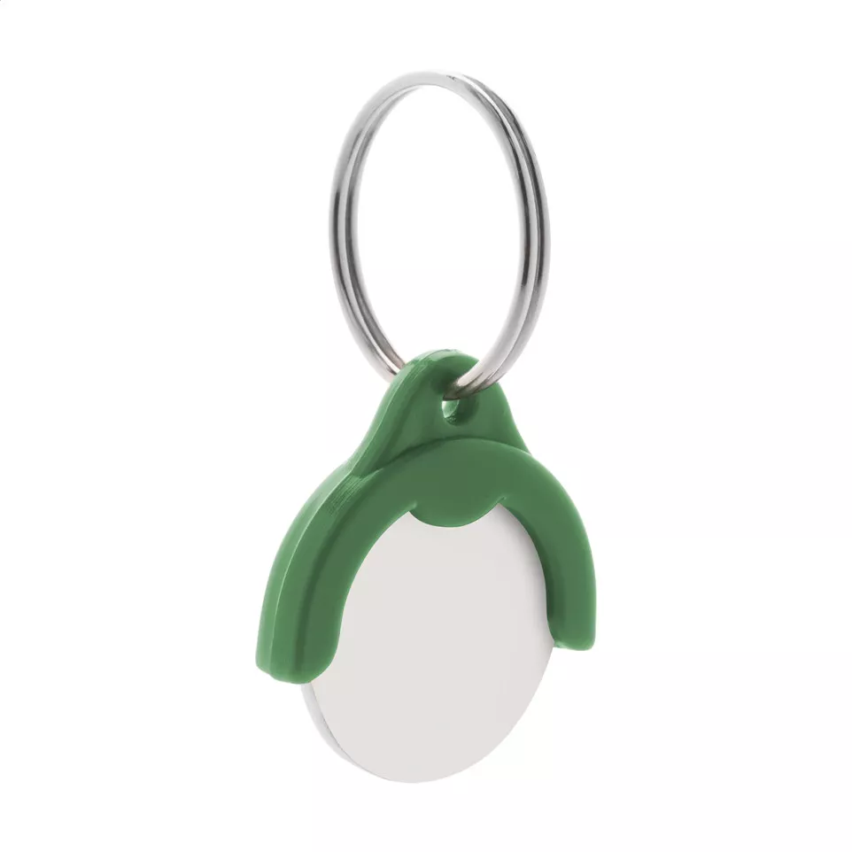 Token green  trolley coin keyring 