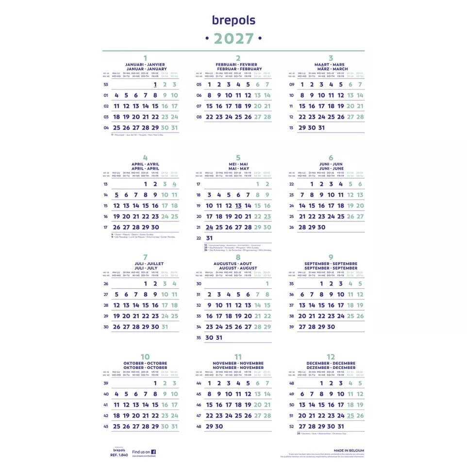 Brepols Jaarkalender, 2027