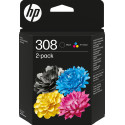 HP cartouche d'encre 308, 120 - 160 pages, OEM 6L6S6UE, noir + 3 couleurs