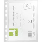 Q-CONNECT pochette perforée, ft A5, perforation 9 trous, PP, 50 microns, paquet de 100 pièces