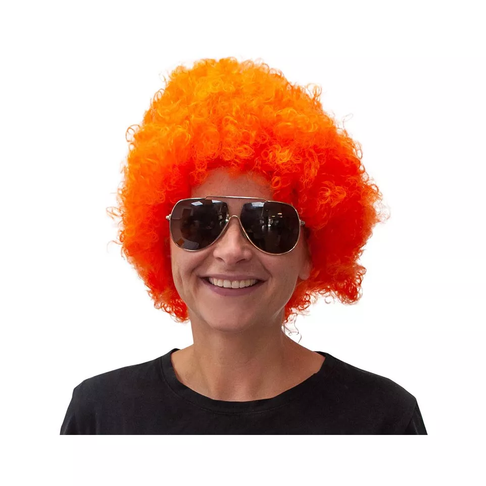 Oranje pruik, met krullen
