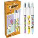 Bic 4-kleurenbalpen Kawai, doos van 12 stuks, assorti