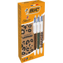 Bic 4-kleurenbalpen Leopard, doos van 12 stuks, assorti