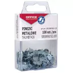 OFFICE products punaises, zilver, plastic ophangdoosje van 100 stuks