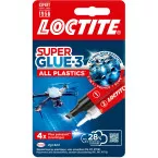 Loctite secondelijm Super Glue All Plastics, 2 g + 4 ml, op blister