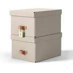 Leitz Puro boîte d'archives, medium, A4, 17 litres, beige, paquet de 2 pièces