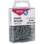 OFFICE products papierklemmen, 26 mm, metaal, plastic ophangdoosje van 100 stuks