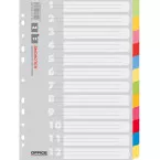OFFICE products intercalaires, A4, carton, 11 trous, couleurs assorties, 12 onglets