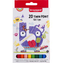 Bruynzeel Kids feutres Twin Point, set de 20 pièces en couleurs assorties