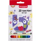 Bruynzeel Kids feutres Twin Point, set de 20 pièces en couleurs assorties